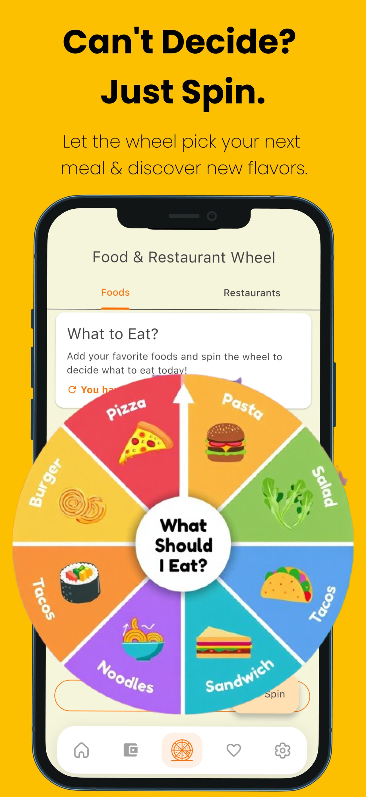 Pick My Meal App Food Wheel